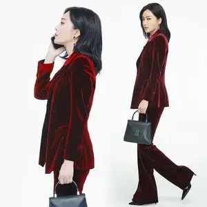 怪你过分美丽明星秦岚莫向晚同款金丝绒西装套装女时尚气质职业装