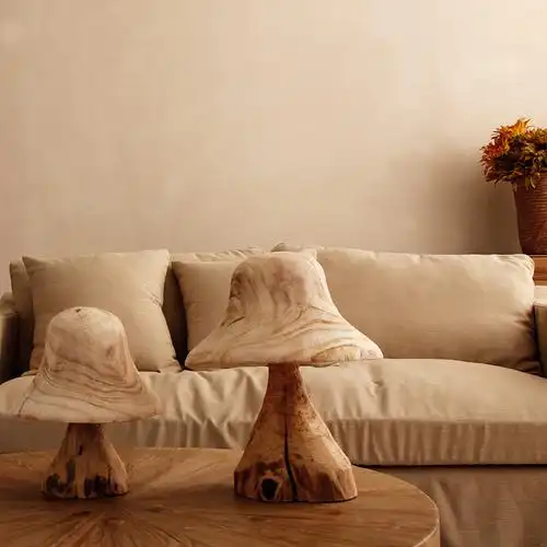 木质蘑菇摆件侘寂摆放落地艺术品创意民宿花园装饰摆件