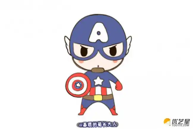 美国队长简笔画卡通