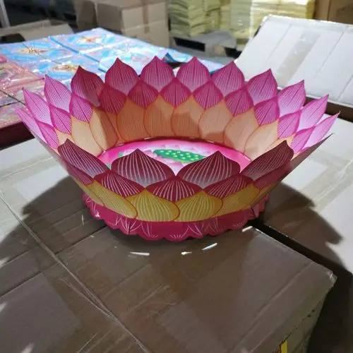 聚宝盆莲花盆招财盆 佛教道教祭祀用品纸扎活烧纸冥币装金砖元宝
