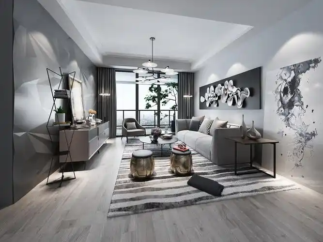 1992-后现代黑白灰客厅