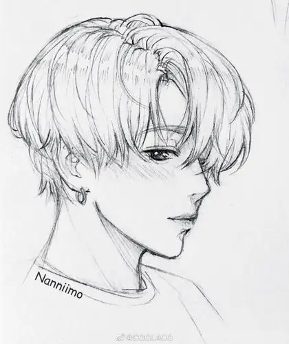 人物黑白动漫素材插画绘画线稿手绘