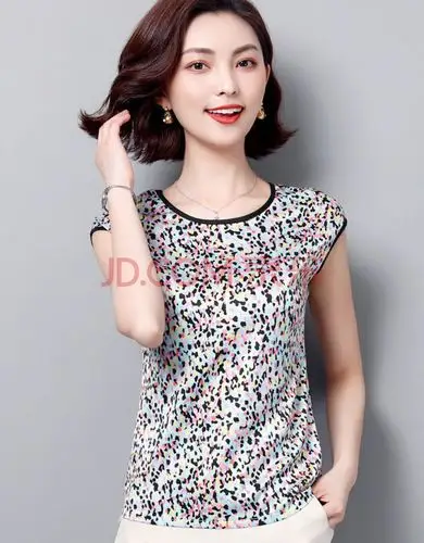 声雨竹品牌女装专柜正品真丝上衣女短袖真丝上衣女夏宽松女装2019新款