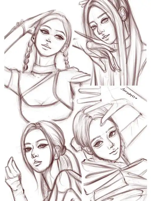 blackpink摸鱼草稿画渣笔下的四闺女