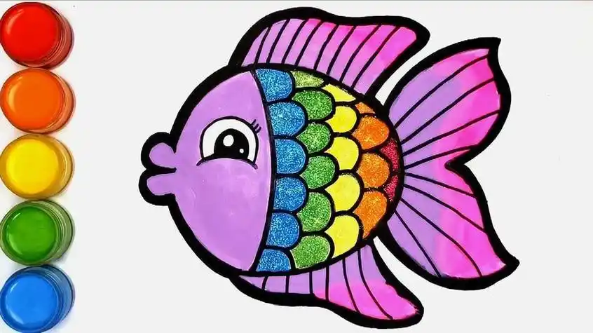 儿童简笔画小金鱼步骤儿童彩色简笔画-彩色小金鱼的简笔画法小金鱼简