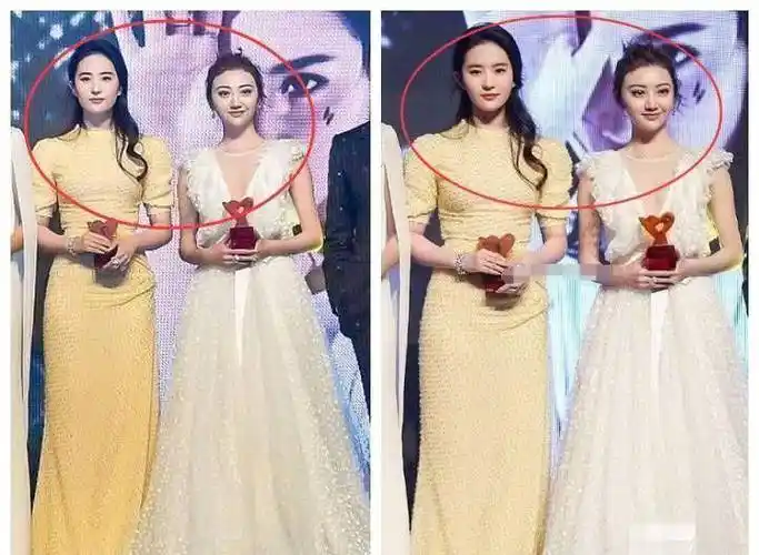 167景甜和170刘亦菲同框,脸蛋相当,站起来后终于分出胜负_女明星_身高