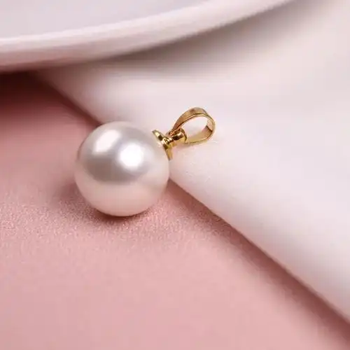 珍珠吊坠女单颗项链925锁骨链韩国时尚百搭简约贝壳珠项坠子饰品 金托