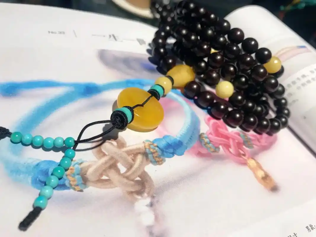 小叶紫檀手串108佛珠念珠配蜜蜡绿松石