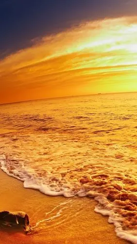 海,海滩,金色风格,日落