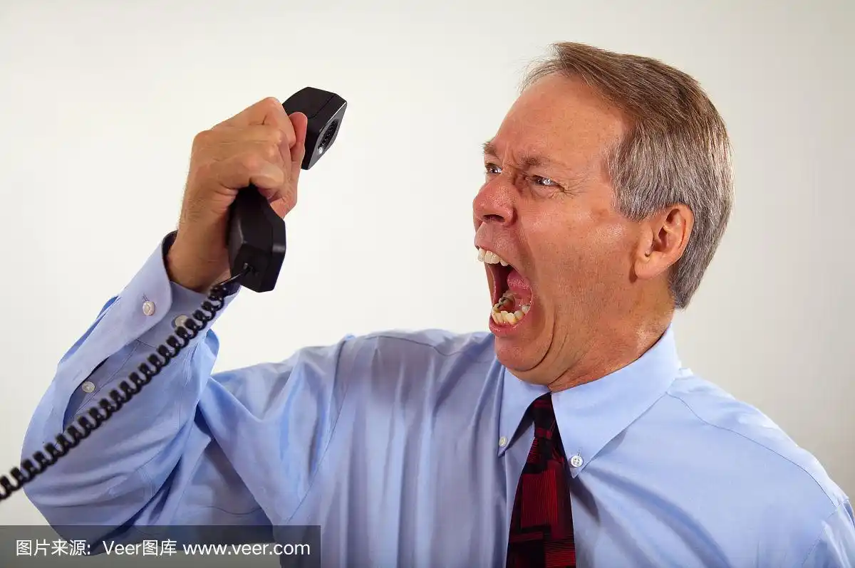 不高兴的,生气,水平画幅,电话机,套装