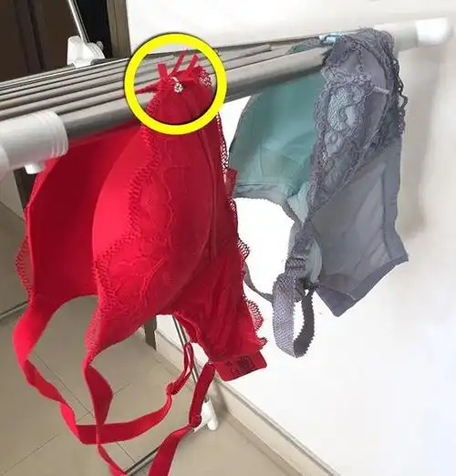 1,晾晒胸罩时,以其中央为支点,再把罩杯向内对折后晾挂于通风处.