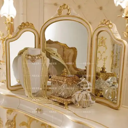 高端定制别墅奢华欧式实木雕花梳妆台法式贵族梳妆台