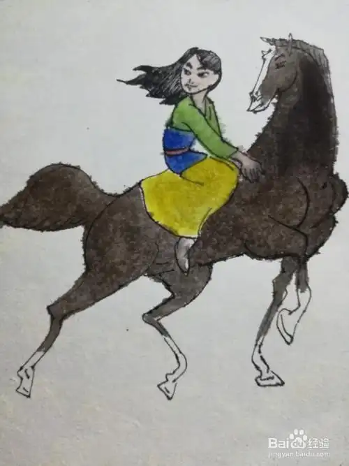 花木兰替父从军的简笔画