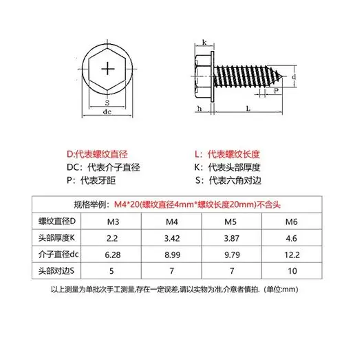 m3m4m5m6 304不锈钢法兰面外六角自攻螺丝螺钉带垫外六角自攻钉 m4*25