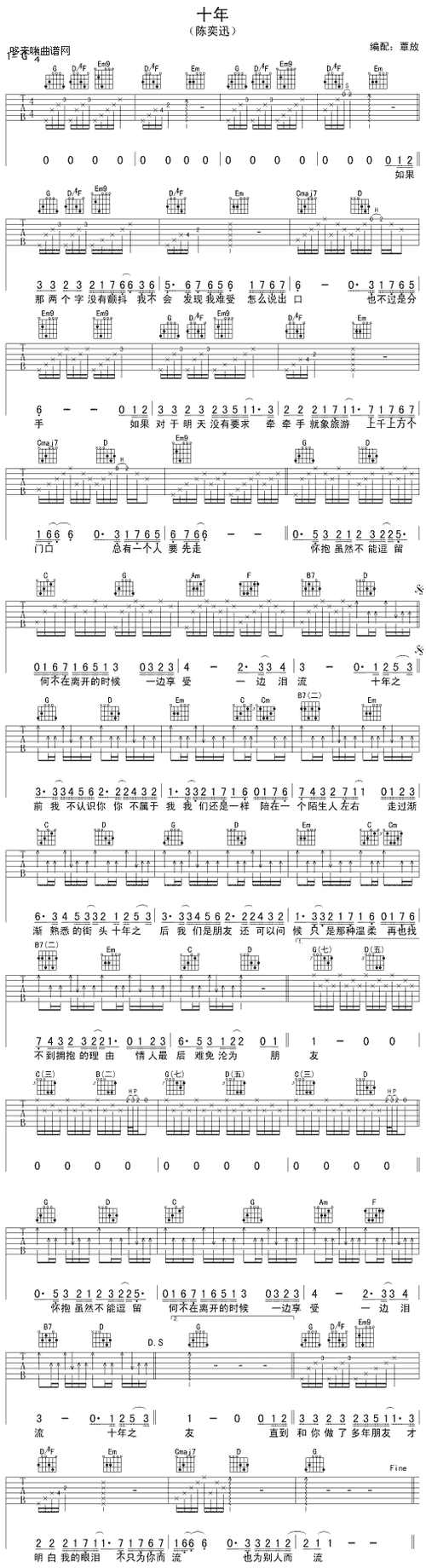 十年陈奕迅吉他谱