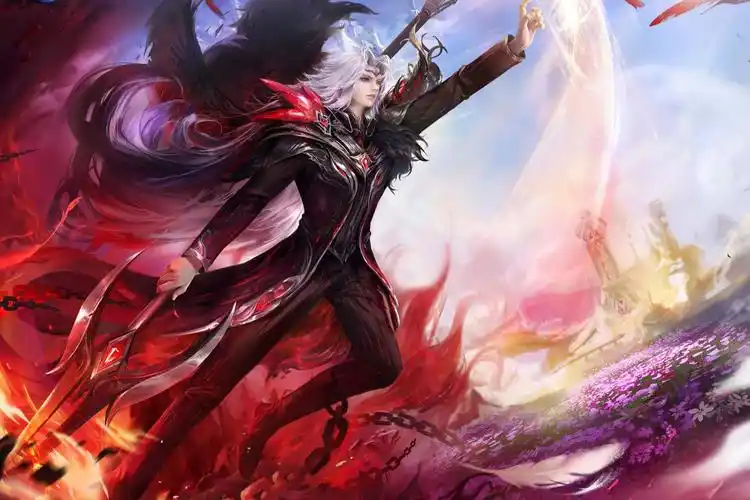 原创唐三成神后的不同造型蓝发披肩优雅帅气白发黑衣俊美无双