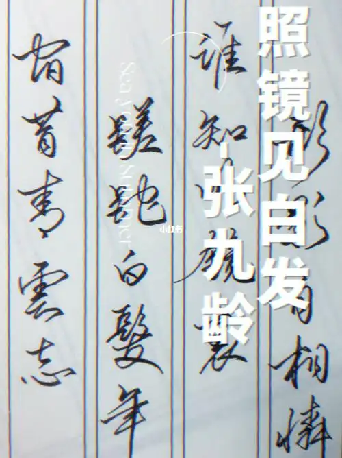 唐-张九龄-照镜见白发#简法生活  #我的退休慢生活  #硬笔书法  #手写
