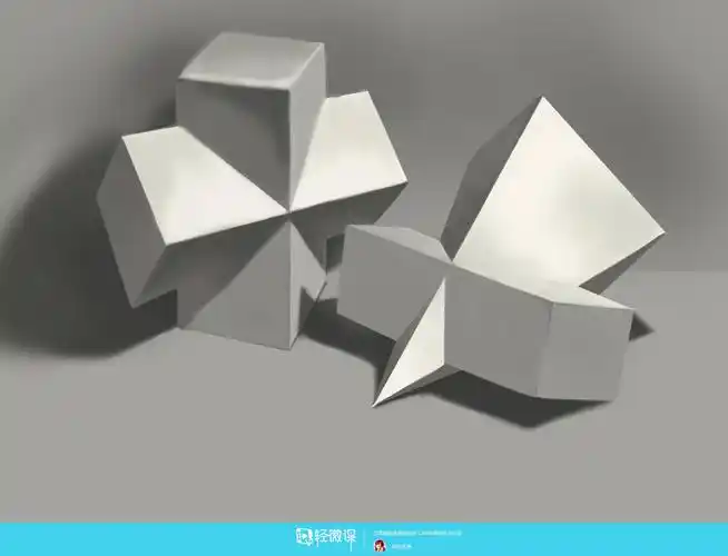 临摹组合几何体组合体素描美术入门练习