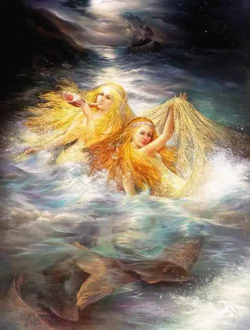 美人鱼油画图片