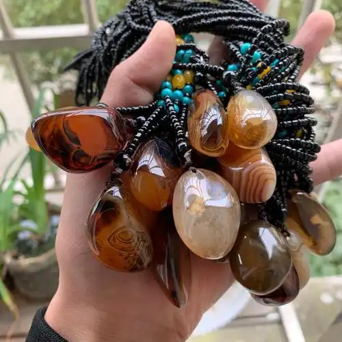 天然玛瑙原石吊坠批发 精美缠丝玛瑙吊坠 地摊玉石挂件项链毛衣链