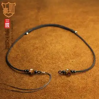 圣岚天珠挂绳横穿挂脖锁骨手工编织男士女款项链绳子西藏饰品玉吊坠绳