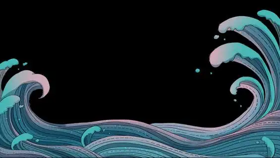 中国风国潮插画海浪波浪背景装饰浪花图案元素2000x2000psd模版下载