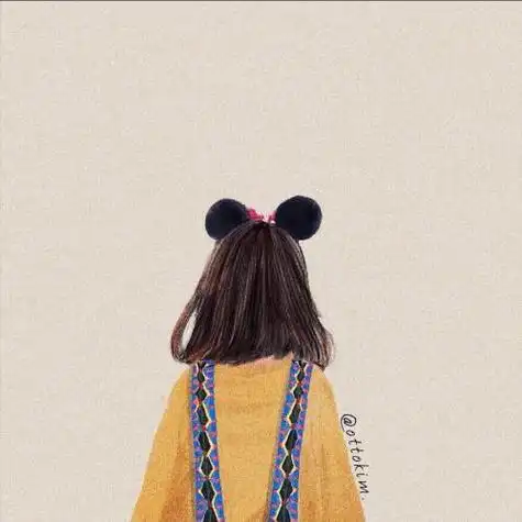 卡通女生背影头像小清新这么好看照耀我孤单的心