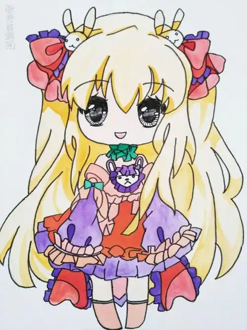 圆梦画室一部提高班2016年暑假第3周动漫人物水彩画作品