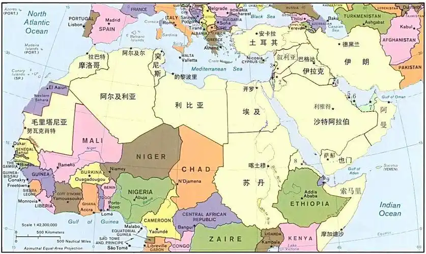 中东地图_中东地图高清中文版_中东地形图