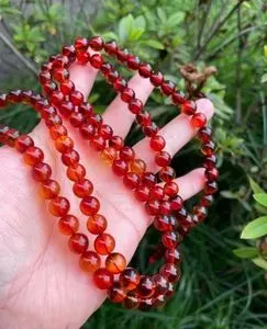 【素缘】缅甸纯天然琥珀手链0705血珀樱桃红108佛珠手串蜜蜡净水
