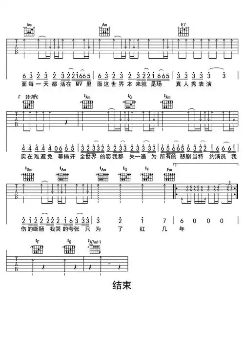 喜剧之王吉他谱