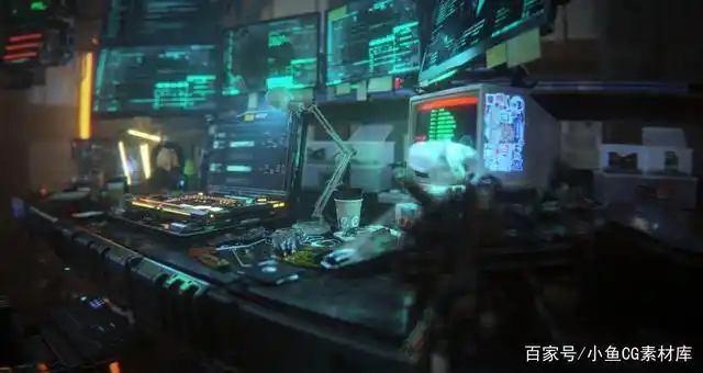 今天分享由c4d  redshift 渲染器制作的一个高端黑客电脑工作室的工程