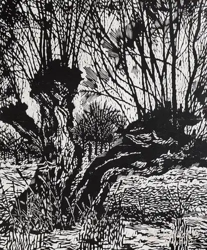 > 《悠远的树》木刻版画