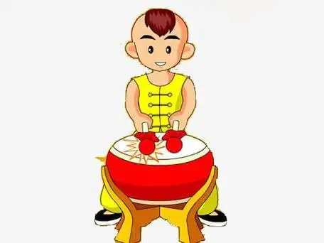 敲锣鼓的简笔画