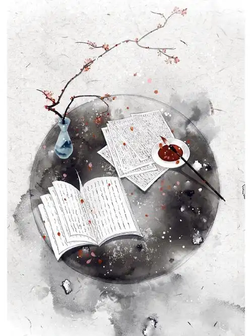 古风水墨小场景插画一