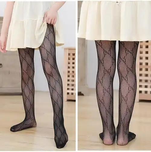 儿童网袜g字母网袜女童镂空渔网袜裤打底袜中大女童跳舞袜网红袜