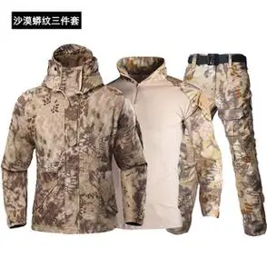 特种兵户外沙漠蟒纹冬季迷彩服男作战服加绒防寒野战军装三件套装