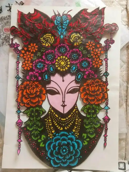 戏剧人物套色剪纸