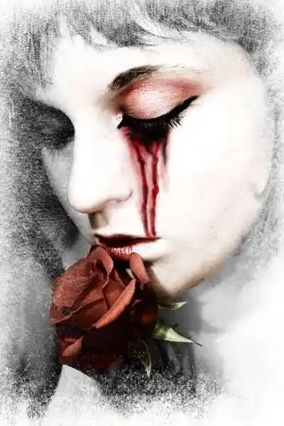 谁有眼睛流血唯美图片thankyou