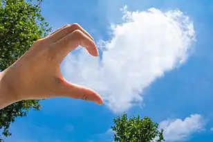 蓝天白云爱心云朵比心