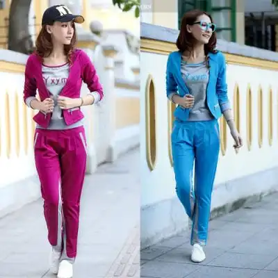 2013韩国秋季新款正品休闲装运动套装女士时尚假三件套女装