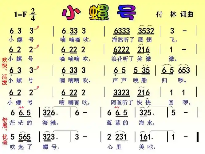 四年级上册音乐课件第6课《小螺号》人音版(简谱)ppt