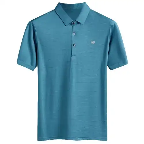 恒源祥夏季桑蚕丝短袖t恤男翻领冰丝宽松爸爸装大码中老年父亲t恤