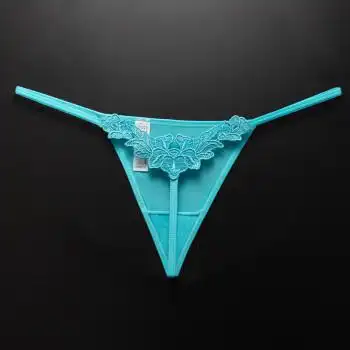 浪莎丁字裤极度诱惑女t裤女蕾丝刺绣欧美薄冰丝无痕健身瑜伽t裤一根线