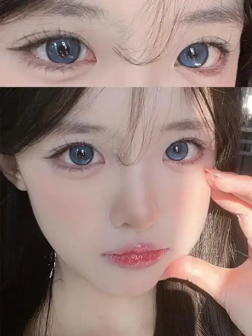 啊啊啊啊这个蓝色日抛美瞳也太显白了