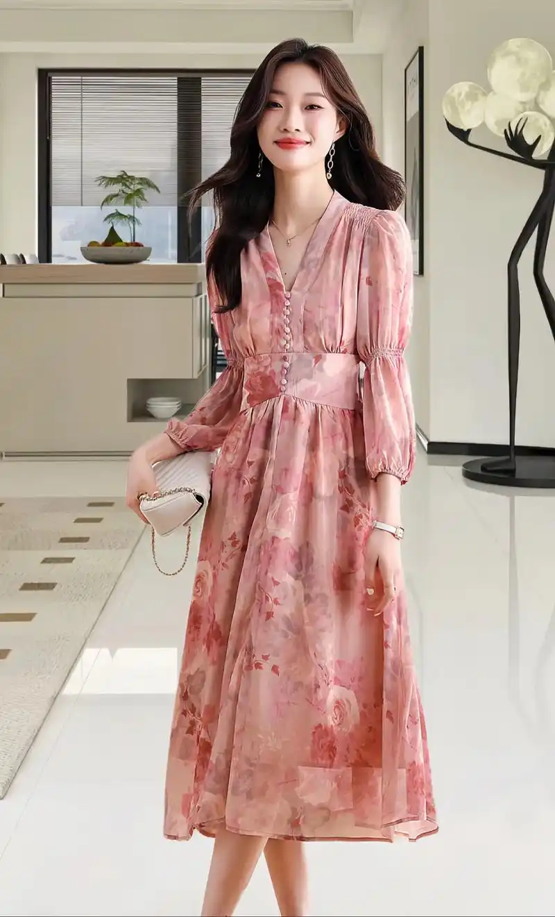 夏天就要穿上我的法式气质碎花连衣裙!流行的轻熟风,收腰显瘦的设计