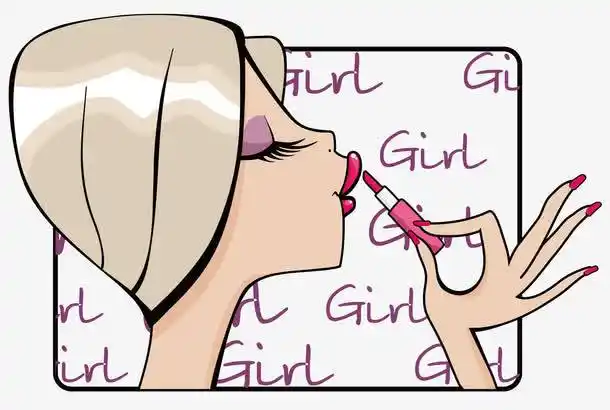 涂口红的美女矢量
