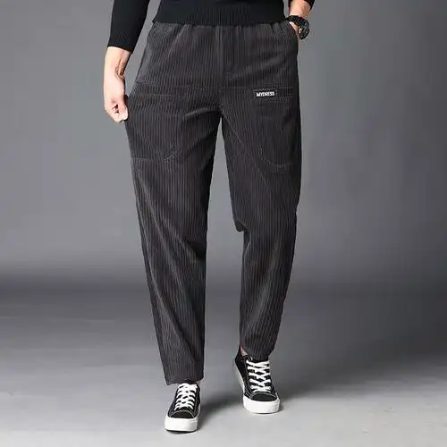 萝卜裤男冬季加绒加厚裤子男士灯笼裤罗卜裤宽腿锥形裤男士灯芯绒休闲