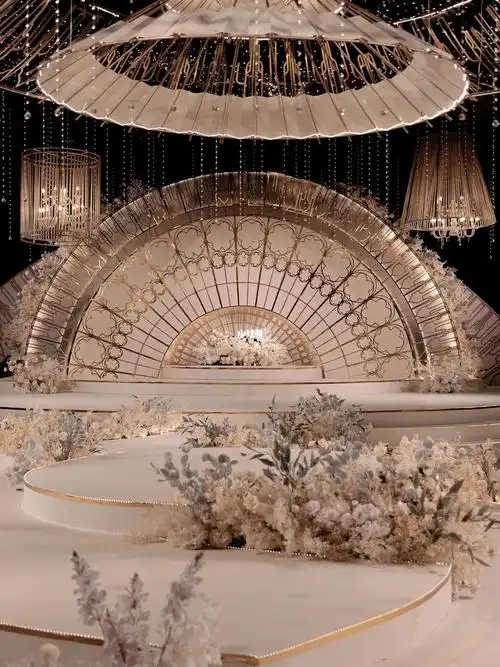 郑州主题婚礼 震撼视觉香槟色欧式婚礼布置