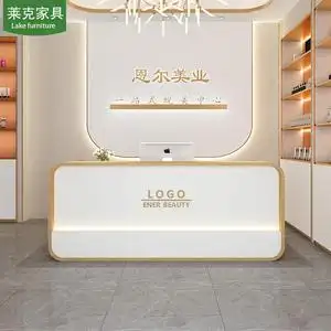 美容院弧形吧台美发奶茶服装店收银台柜台简约现代公司前台接待台
